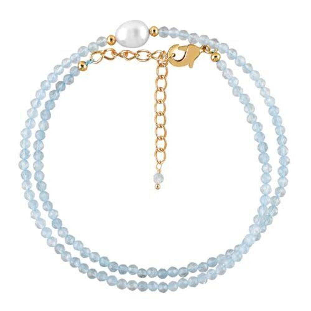 6628 Natural Aquamarine Gemstone Gold Necklace , March Birthstone, Crystal